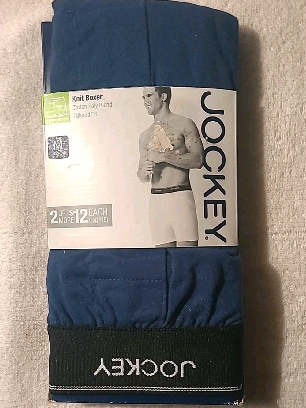 Jockey Men's Blue Knit and Navy Check Woven Boxer Briefs 2 Pack New Size 32-34 - Picture 8 of 12